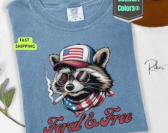 Funny Raccoon 4th of July Comfort Colors Tee - Patriotic USA Shirt