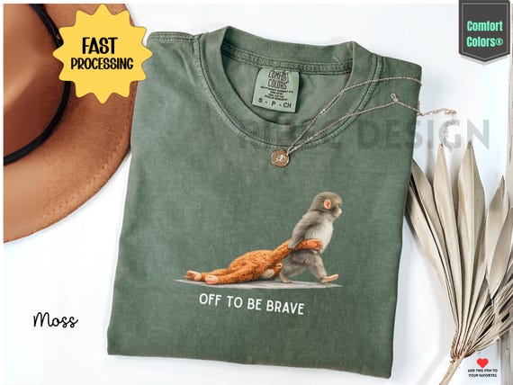Off To Be Brave Comfort Colors Monkey Punch Shirt, Viral Baby Monkey Plush Meme Tee, Cozy Aesthetic Animal Lover Gift