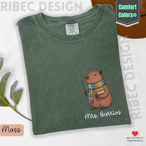 Personalized Capybara Teacher Shirt or Sweatshirt – Custom Back to School Gift – Cute Capybara Teacher Club Design – Calm Teacher Vibes