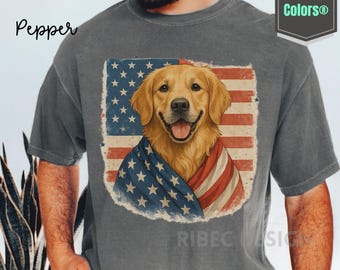 Patriotic Golden Retriever USA Flag Shirt: 4th of July Dog Lover Tee