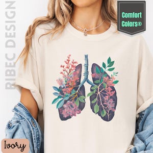 Floral Anatomical Lungs T-Shirt: Comfort Colors Graphic Tee