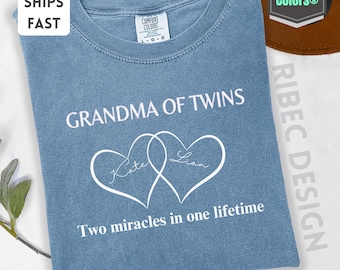 Personalized Grandma of Twins Comfort Colors T-Shirt