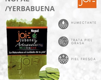 3 Handmade Natural Vegan Soap Nopal Cactus with Peppermint BeJoie (2.5) oz each