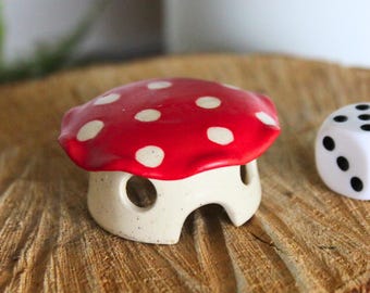 Handmade Ceramic Mushroom House | Whimsical Red Toadstool