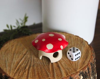 Miniature Wavy Red Handmade Mushroom House | Whimsical Mushroom Lover Decor | Fairy Garden