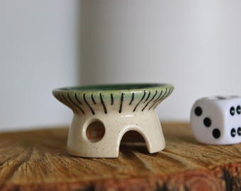 Gilled Green Handmade Ceramic Mushroom House | Whimsical Fairy Garden Decor
