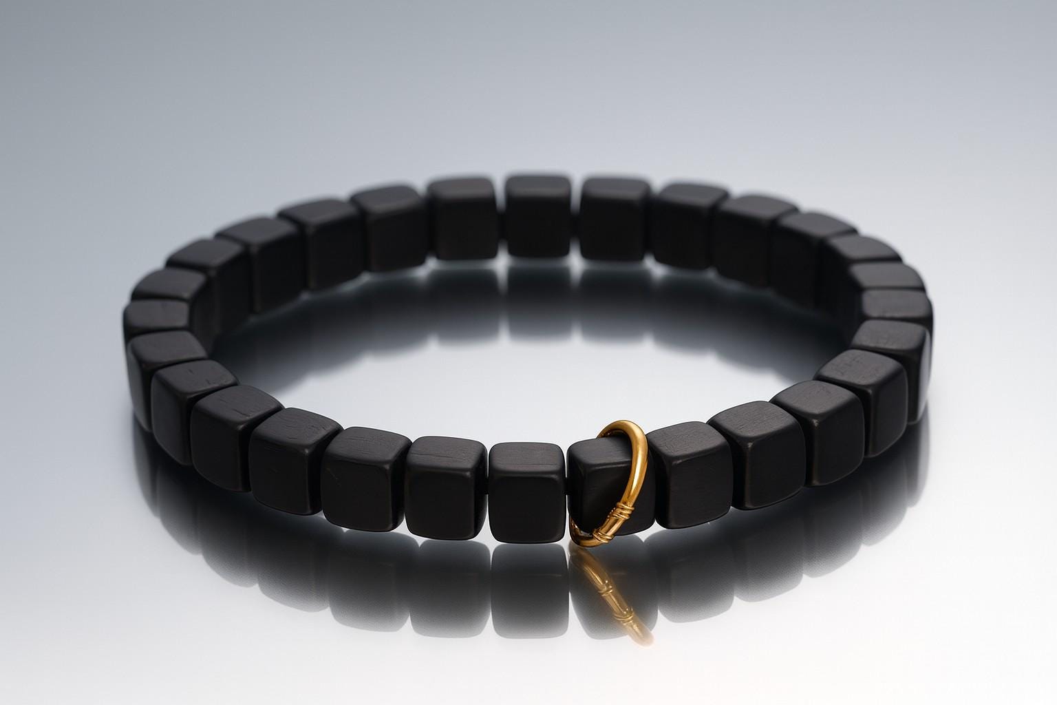 Bracelet Manchette Ouvert En Bois D'ébène Torsadé - Imposant Et Ethnique - Occasion Impeccable