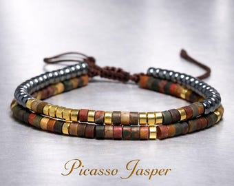 Picasso Jasper Bracelet • Natural Stone Beads • Strength, Creativity & Calm Energy • Boho Jewelry