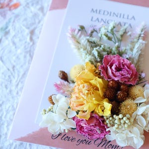 Blossom Meadow – Carte de voeux faite main de fleurs séchées | Carte botanique pastel pour maman, anniversaire ou moments spéciaux