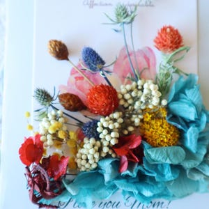 Turquoise Garden – Handmade Dried Flower Greeting Card | Floral Card for Mother’s Day, Birthday, or Thank You