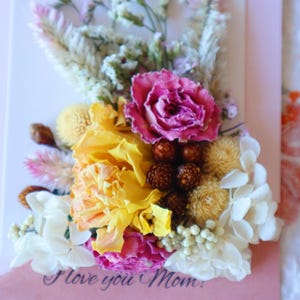 Mother's day celebration – Handmade Dried Flower Greeting Card | Pastel Botanical Card for Mom, Birthday, or Special Moments