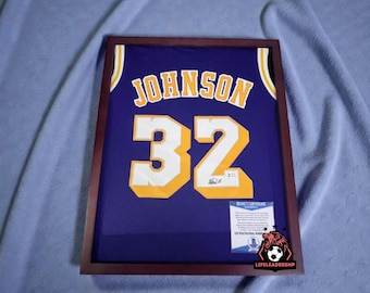 Johnson #32 Signed & Framed Lakers Jersey - Autograph with BAS COA