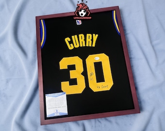 Signed Curry #30 Black Basketball Jersey - Beckett COA Included - Framed/Unframed (Read Descr)