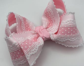 Darling Dots Lace Scalloped Bow