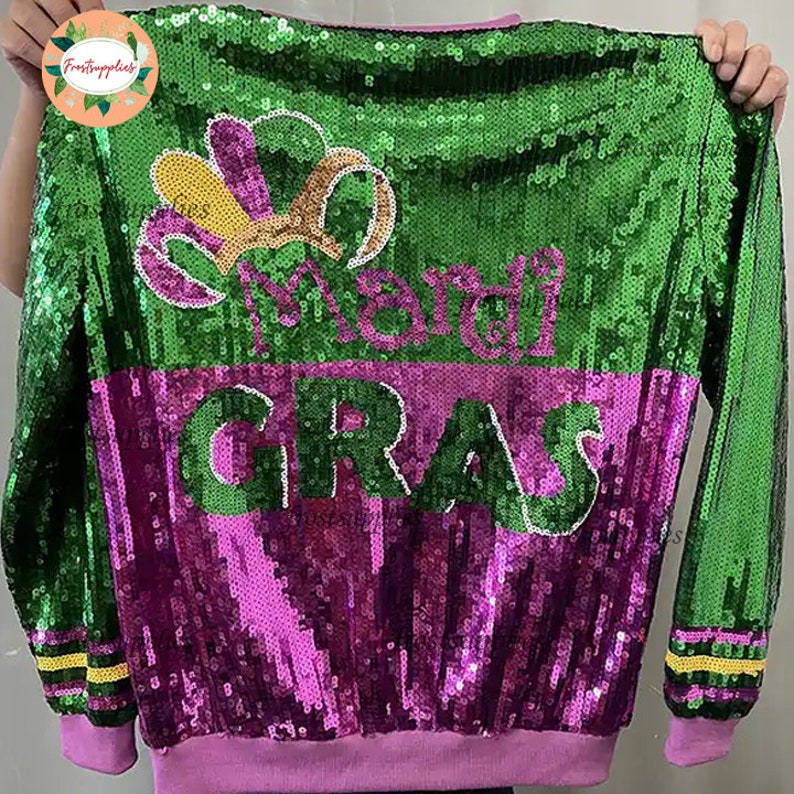 mardi gras sequin bomber jacket
