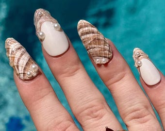 Seashell 3D Presson Nails