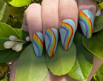 Pride Rainbow Presson Nails