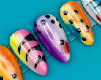 Fishing Lure Press On Nails: Chrome Marine Nail Art
