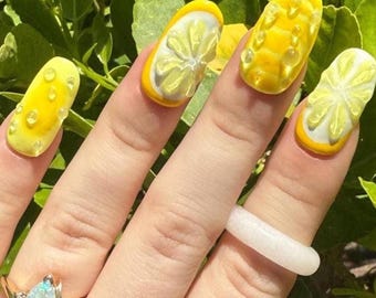 Juicy Fruits: Lemon 3-D Presson Nails