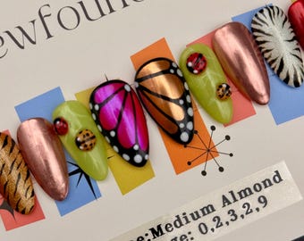 Multicolor Wildlife Presson Nails