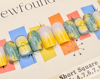 Sunflower Ombre Presson Nails