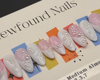 Silk and Pearl Wedding Presson Nails