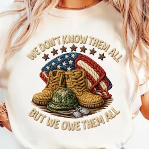 We Don’t Know Them All But We Owe Them All PNG, Patriotic Veteran Yarn Crochet Design, Memorial Day Soldier Png