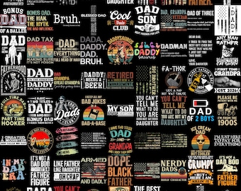 60+ Father's Day Png Bundle Funny Dad Quotes Best Dad Ever Club Daddy Saurus Rad Dad Gift For Dad First Fathers Day Sublimation Designs