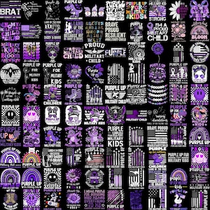100+ Military Child Designs Bundle, Purple Up Military Child, Month of the Military Child Png, Military Kids Png, Sublimation Design