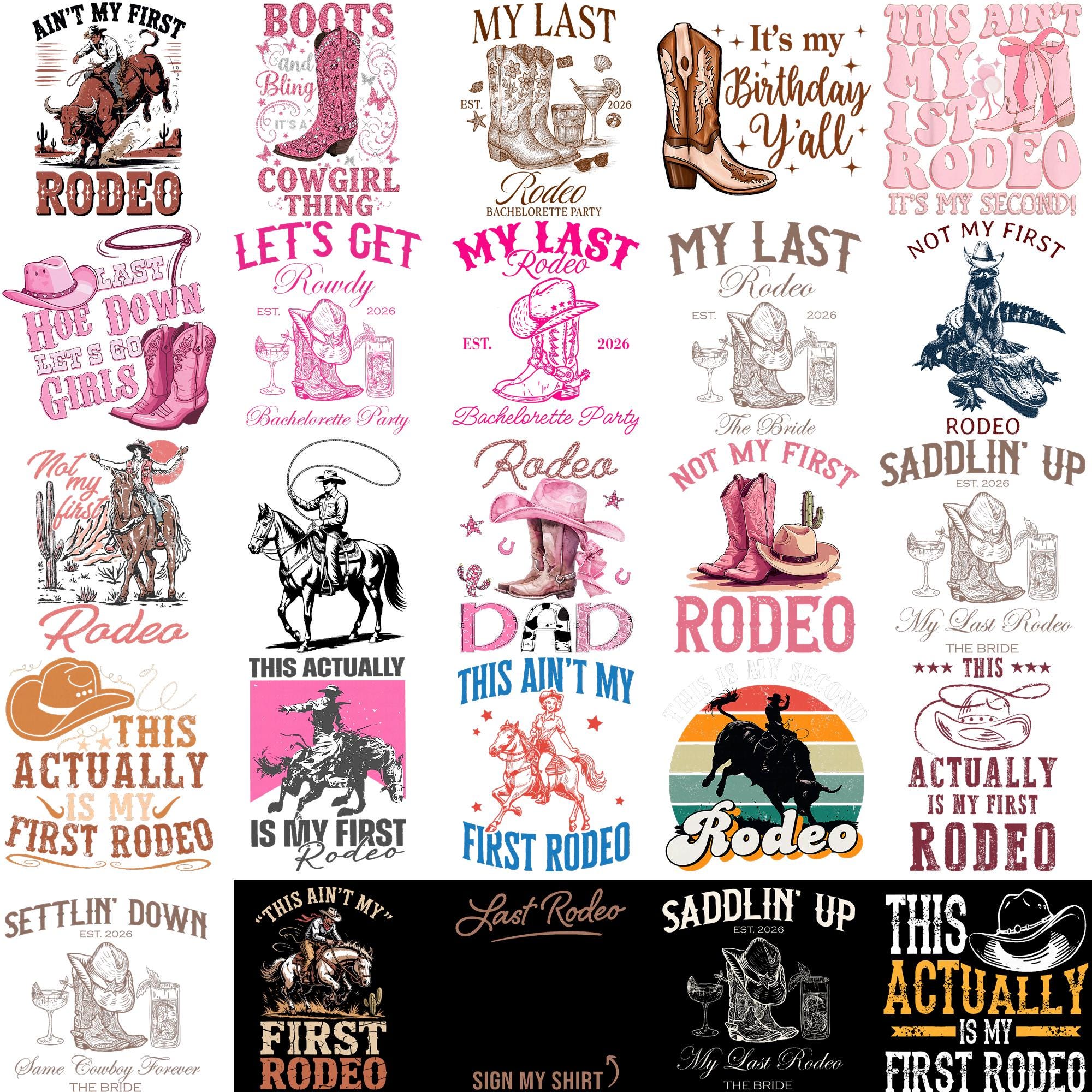 My Last Rodeo PNG Bundle, Bachelorette Party PNG, Bride Cowgirl Western ...