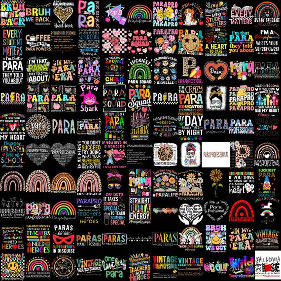 Paraprofessional PNG Bundle, Para Educator Appreciation Clipart, Teacher Support Staff Quote Digital Download, School Para Life Sublimation
