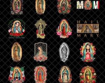 Watercolor Our Lady of Guadalupe Clipart, Virgin Mary PNG, Nuestra Señora de Guadalupe PNG, Virgin Mary Crafting Digital Paper Bundle