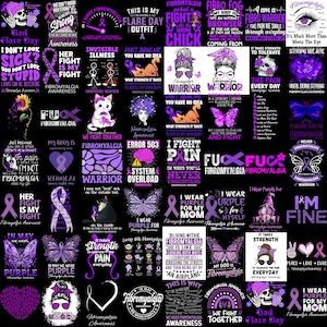50+ Fibromyalgia Awareness Png Bundle, Purple Ribbon Png, Fibromyalgia Warrior Png, Peace Love Cure, Fuck Fibro Png, In May Wear Purple Png