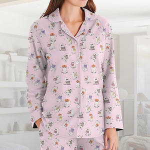 Ghostly Bookworm Pajamas - Perfect for Halloween Nights, Halloween Pajamas for Book Lovers, Fall Holiday Pajamas, Spooky Season Gift