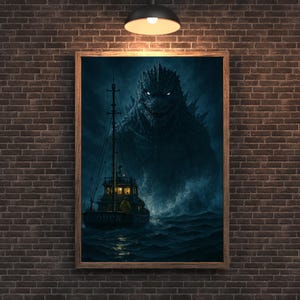 Vintage Godzilla ORCA Poster - Retro Kaiju Wall Art - Vintage Japanese Monster Movie Print - Godzilla Movie Decor,  Sci-Fi Film Poster