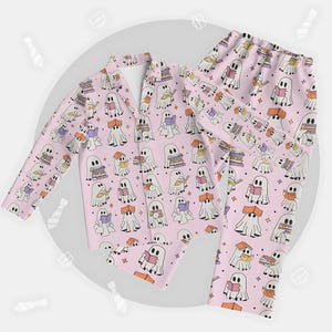 Ghost Reading Books Pajama set, Halloween Pajamas for Book Lovers, Where Spooky Meets Seductive, Fall Holiday Pajamas, Spooky Season Gift