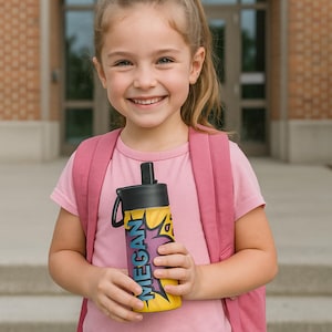 Personalized Comic Book Water Bottle: 12oz Insulated Kids Tumbler