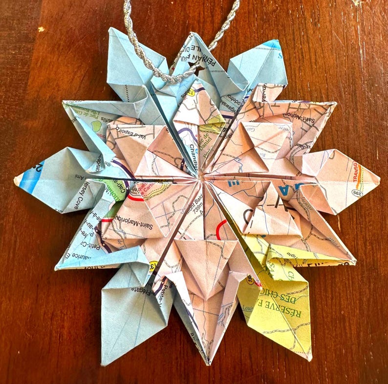 Origami Snowflakes From Maps or From Origami Paper - Etsy