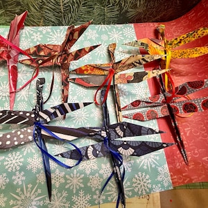 Hanging Origami Dragonflies with Ribbon