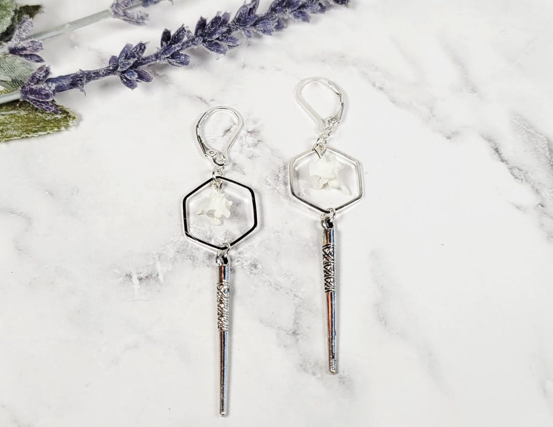 Rattlesnake Vertebrae Earrings: Sterling Silver Plated Gothic Jewelry
