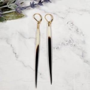 Porcupine Quill Earrings, 24K Gold Plated, Living Jewelry, Oddities, Gothic