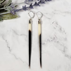 •THREADER• porcupine quill + gold earrings main image 1