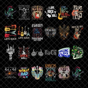 Rock And Roll PNG Bundle, Music Is Life Png, Rock Star Png, Rock And Roll Quotes Png, Rock Band Shirt Design Png, Digital File