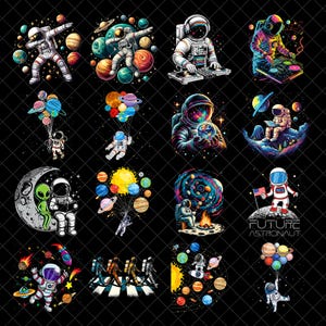 Paquete de astronautas PNG, astronauta con cohete PNG, niño astronauta PNG, universo PNG, astronauta PNG, espacio PNG