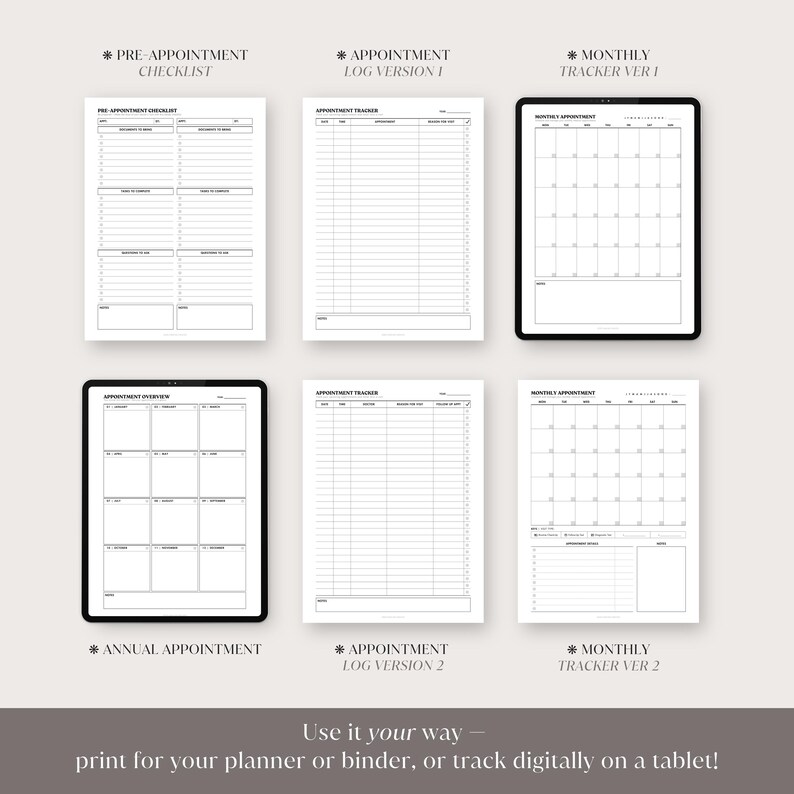 Pre Appointment Checklist.pdf Medical Appointment Tracker Printable | Monthly & Yearly Appointment ...