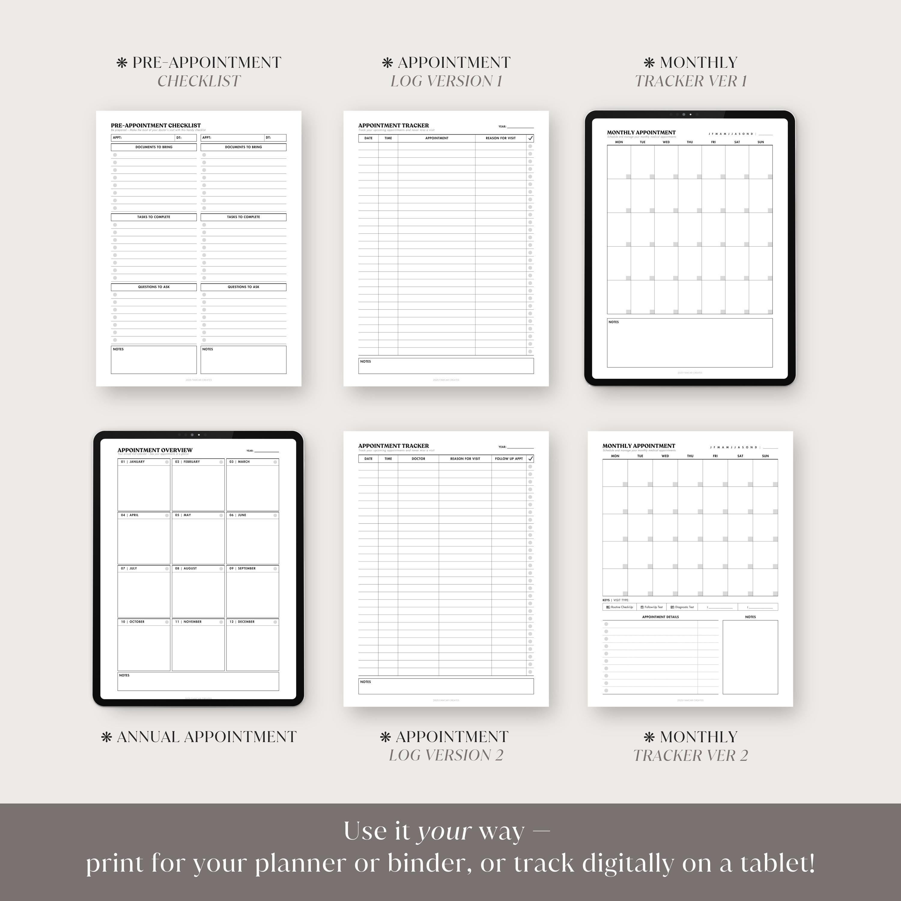 Pre Appointment Questionnaire.pdf Medical Appointment Tracker Printable | Monthly & Yearly Appointment ...