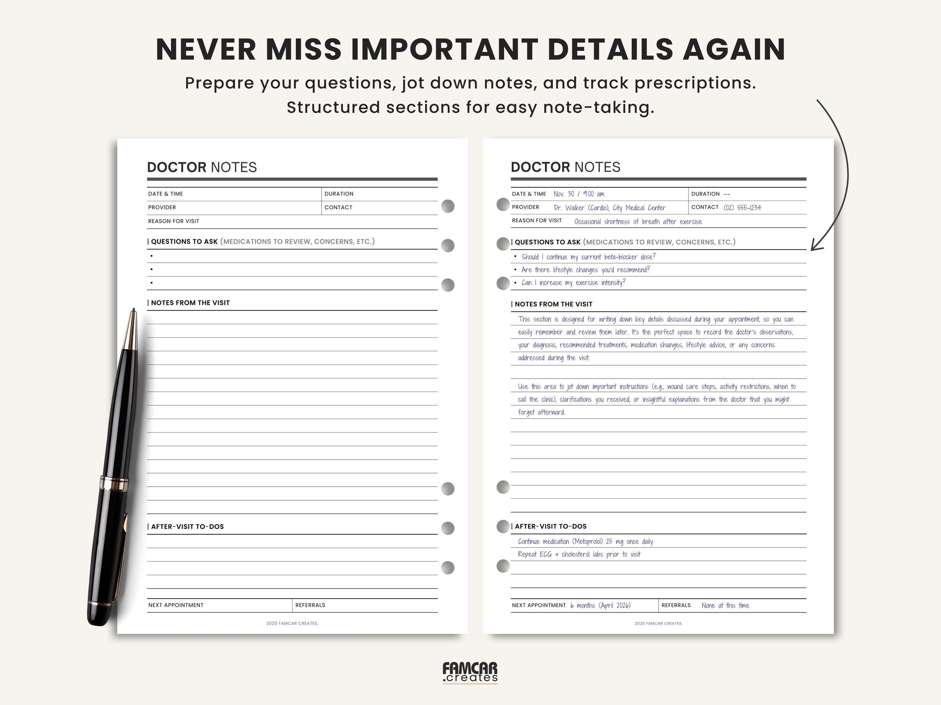 Doctor Appointment Planner Printable Medical Appointments Tracker ...