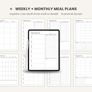 Minimalist Meal Planner Printable Grocery List, Weekly Meal Menu ...
