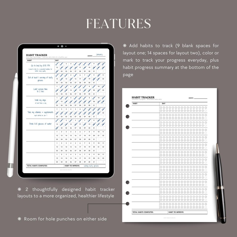 Daily Habit Tracker Printable 30 Day Challenge, Minimalist Goal Tracker ...
