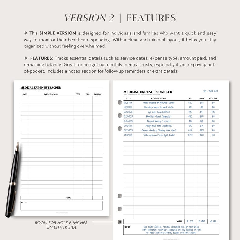 Medical Expense Tracker, Printable Hospital Bills, Health Budget ...